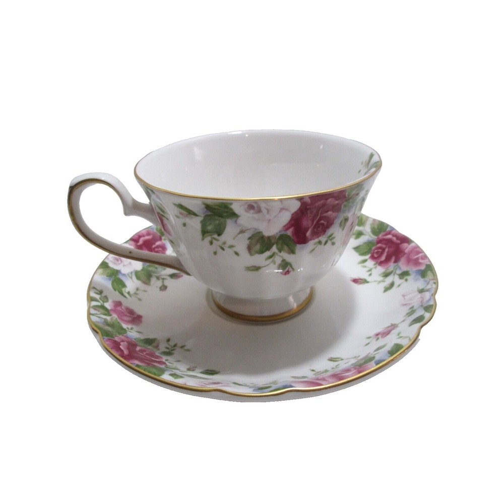 HanKook Korea Super Bone China Cup & Saucer Roses England Rose Pattern